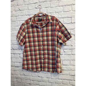 Cremieux Premium Denim XXL Mens Button Up Shirt Short Sleeve Plaid Casual